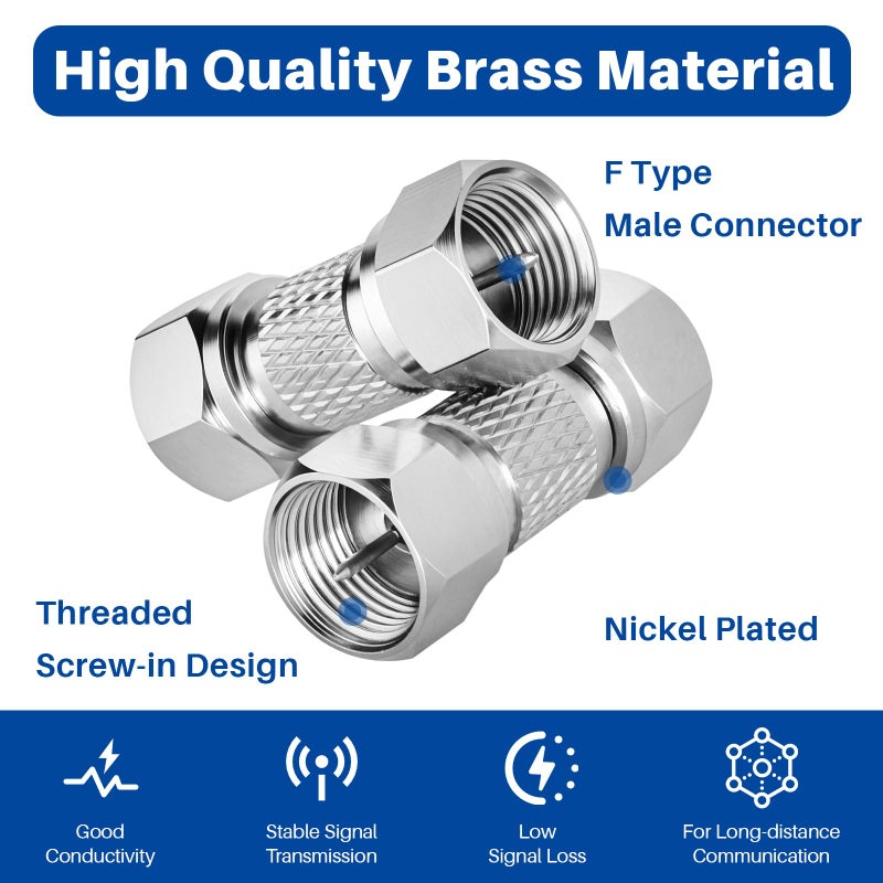 RFAdapter Male to Male Coax Connector, 2 Pack 75ohm F Type RG6 Coaxial Coupler Extension Adapter for Coax Cable, Wall Mounted TV, Wall Plates, Splitter, Amplifier, Antenna, Stable Signal Transmission - Image 2